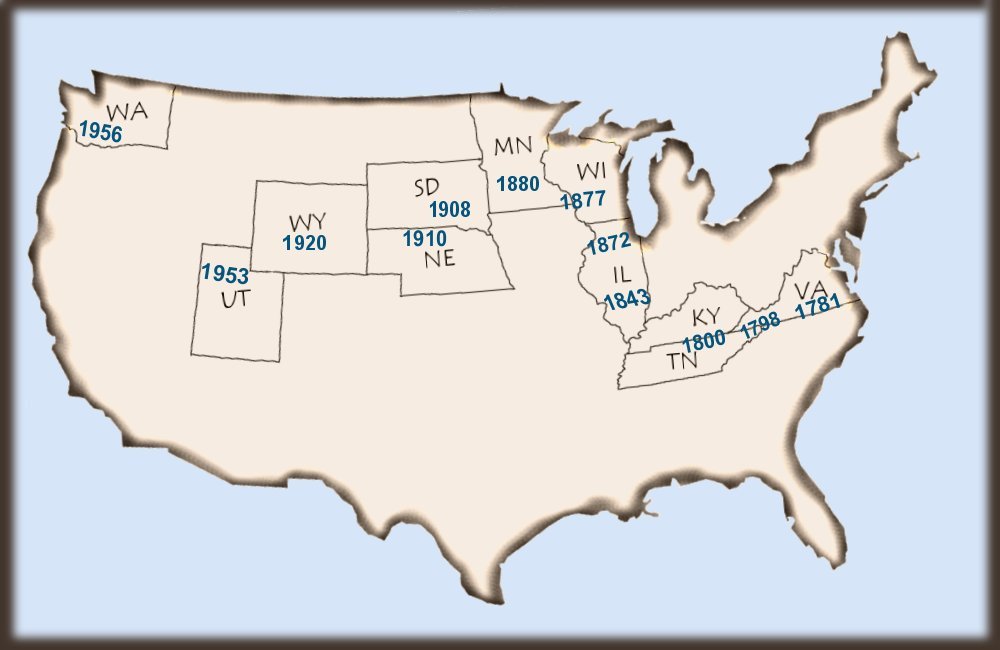 map of states where these ancestors lived
