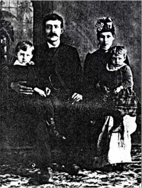 Simon, Dora Belle, Raymond (?) and Flora (?) in 1892?